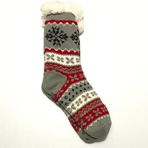 HP!!! Gray Snowflake Argyle Sherpa Slipper Socks